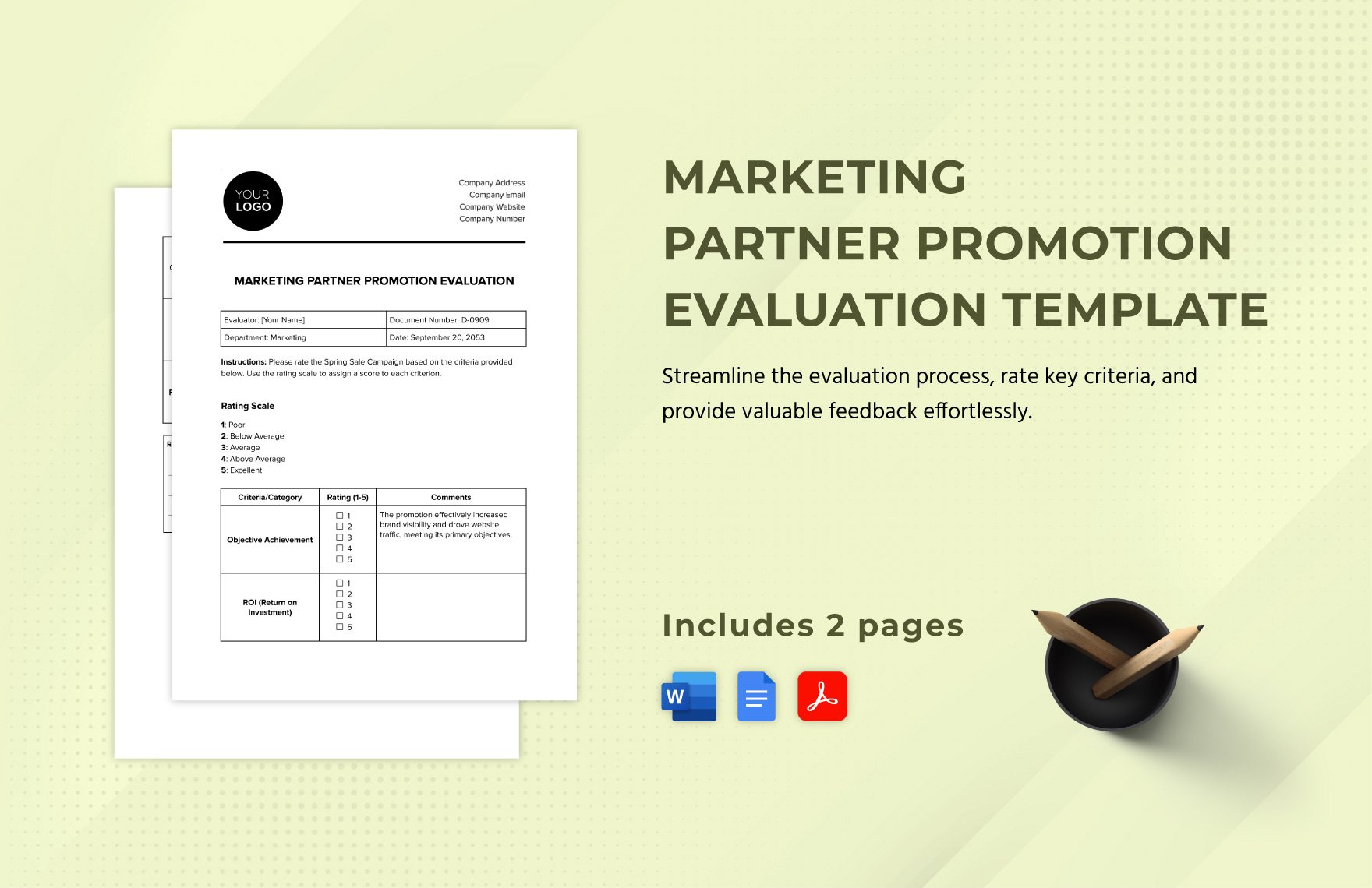 Marketing Partner Promotion Evaluation Template