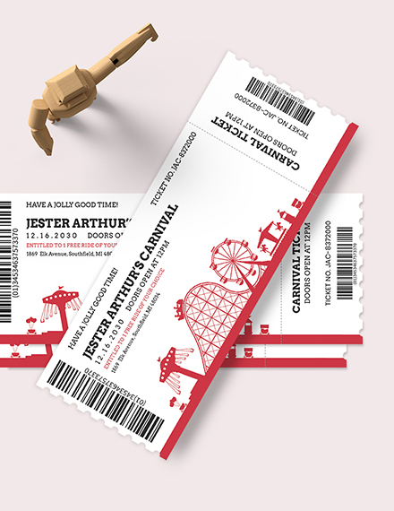 carnival event ticket template word doc psd apple mac pages
