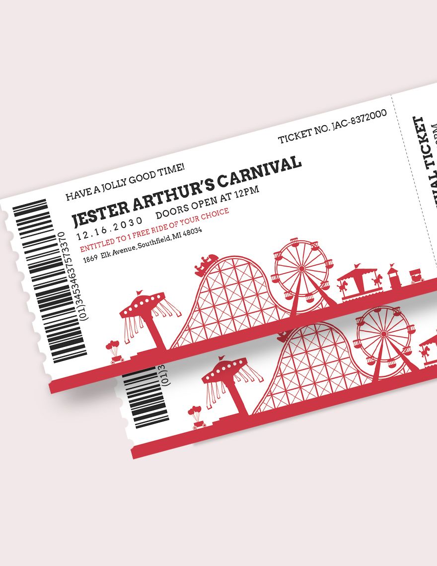 Carnival Event Ticket Editable