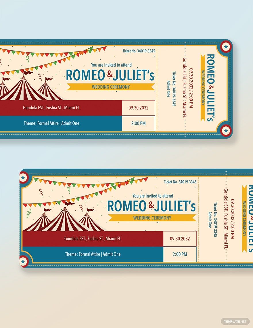 Carnival Wedding Ticket Template