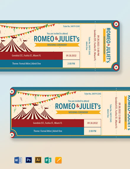 carnival wedding ticket template