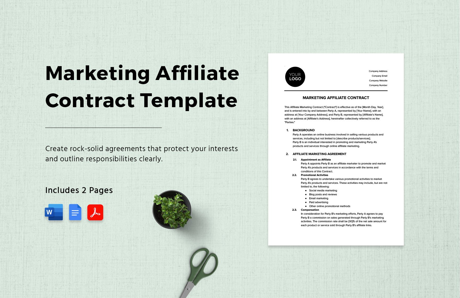 Marketing Affiliate Contract Template in Word, Google Docs, PDF