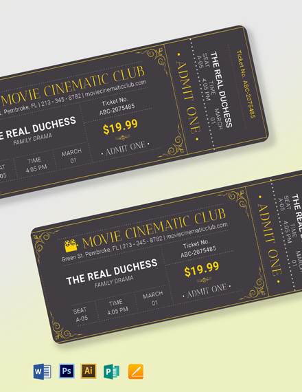 34 Movie Ticket Templates PSD AI Word