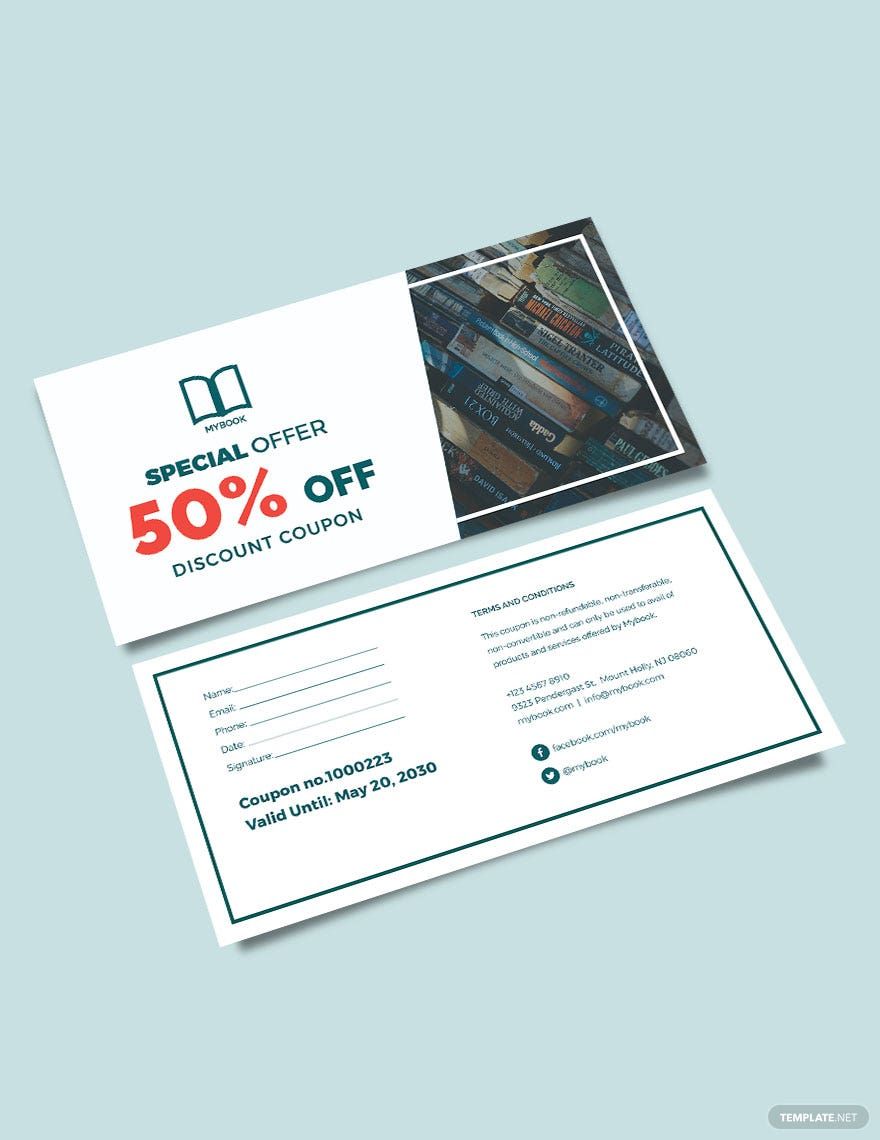Book Discount Coupon Template in Word, Illustrator, PSD, Apple Pages, Publisher