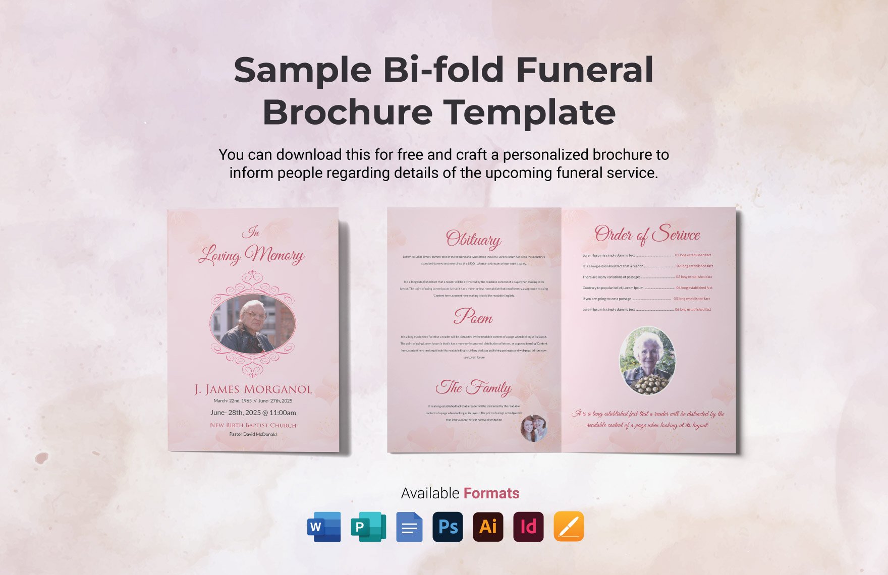 Sample Bi-fold Funeral Brochure Template