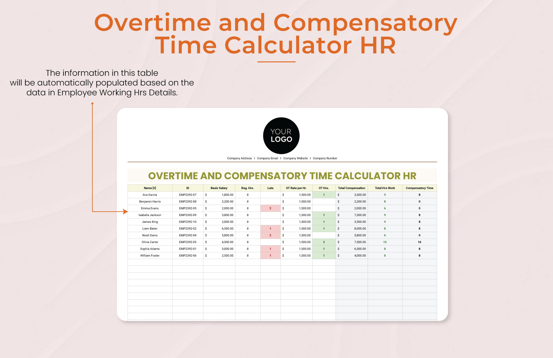 Overtime and Compensatory Time Calculator HR Template