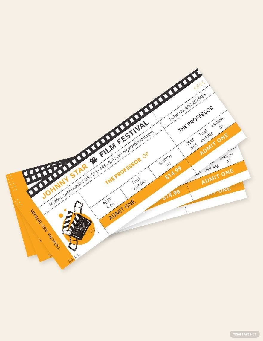 Blank Movie Ticket Template in Word, Illustrator, PSD, Apple Pages, Publisher