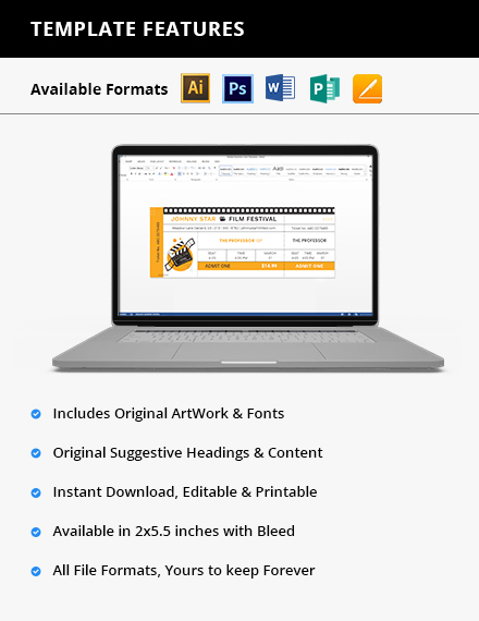 blank movie ticket template word psd apple pages publisher