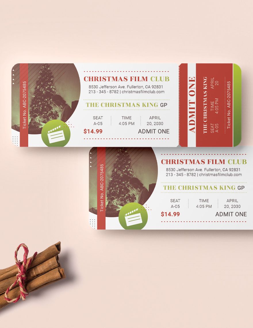 Christmas Movie Ticket Editable