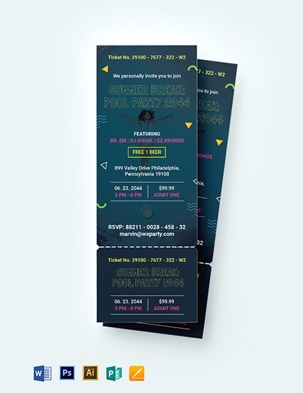 pool party ticket invitation template