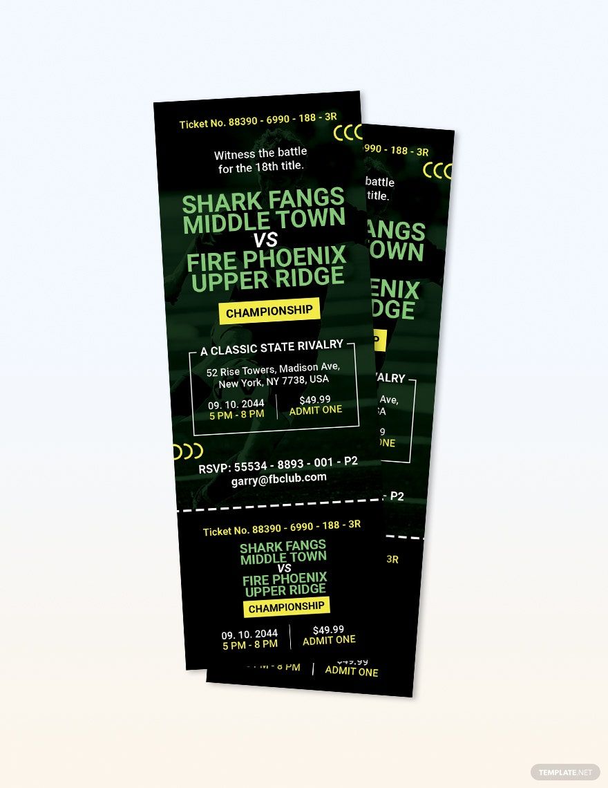 Soccer Game Ticket Invitation Template