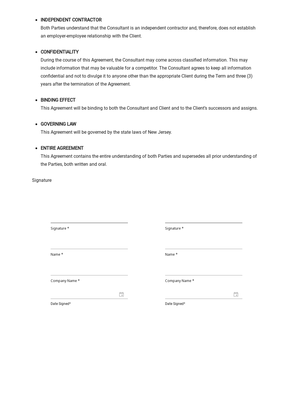 Contract Template For Google Docs