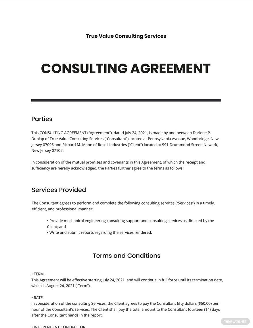 Simple Consulting Agreement Template