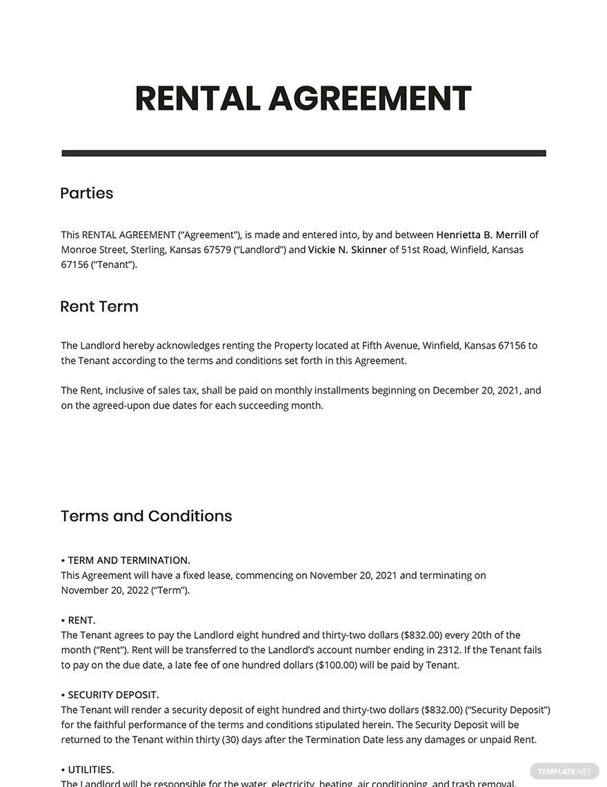 Simple Rental Agreement Template Google Docs, Word, Apple Pages