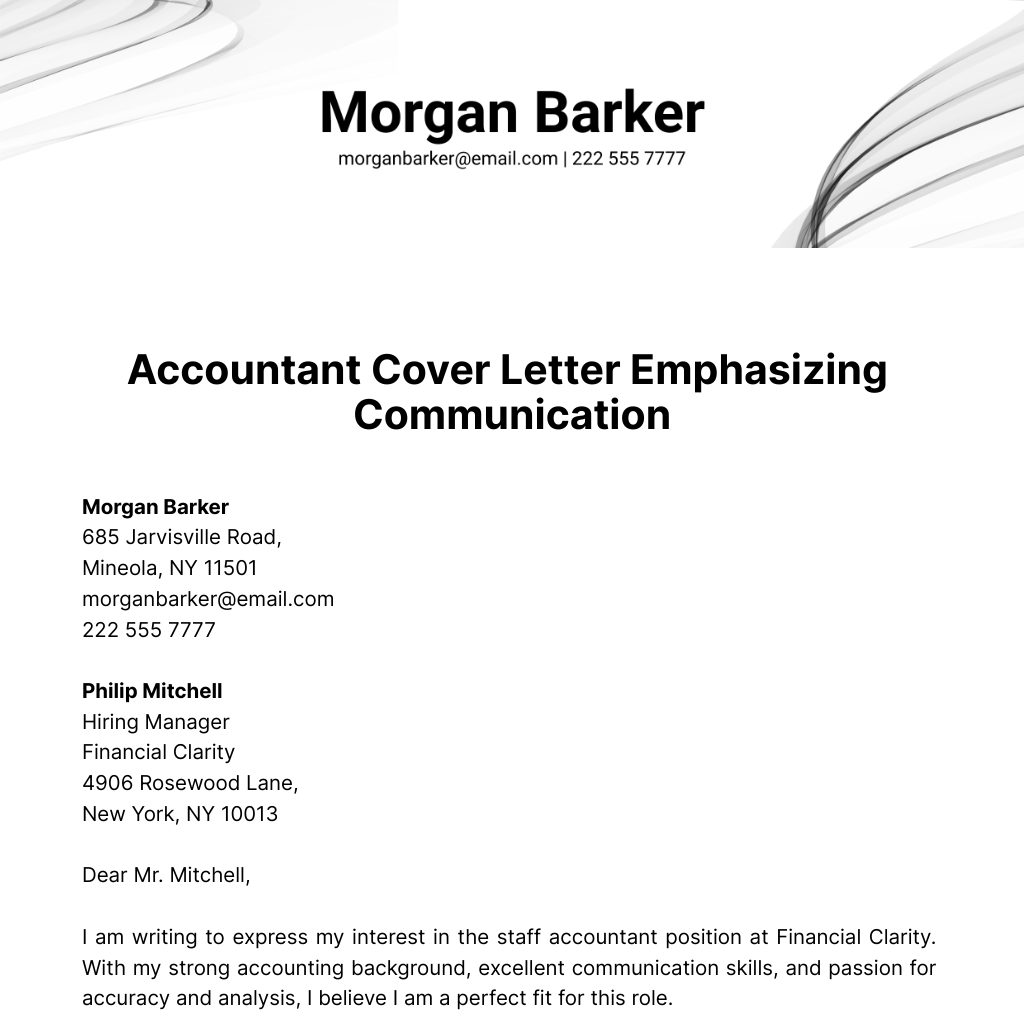 Accountant Cover Letter Emphasizing Communication Template