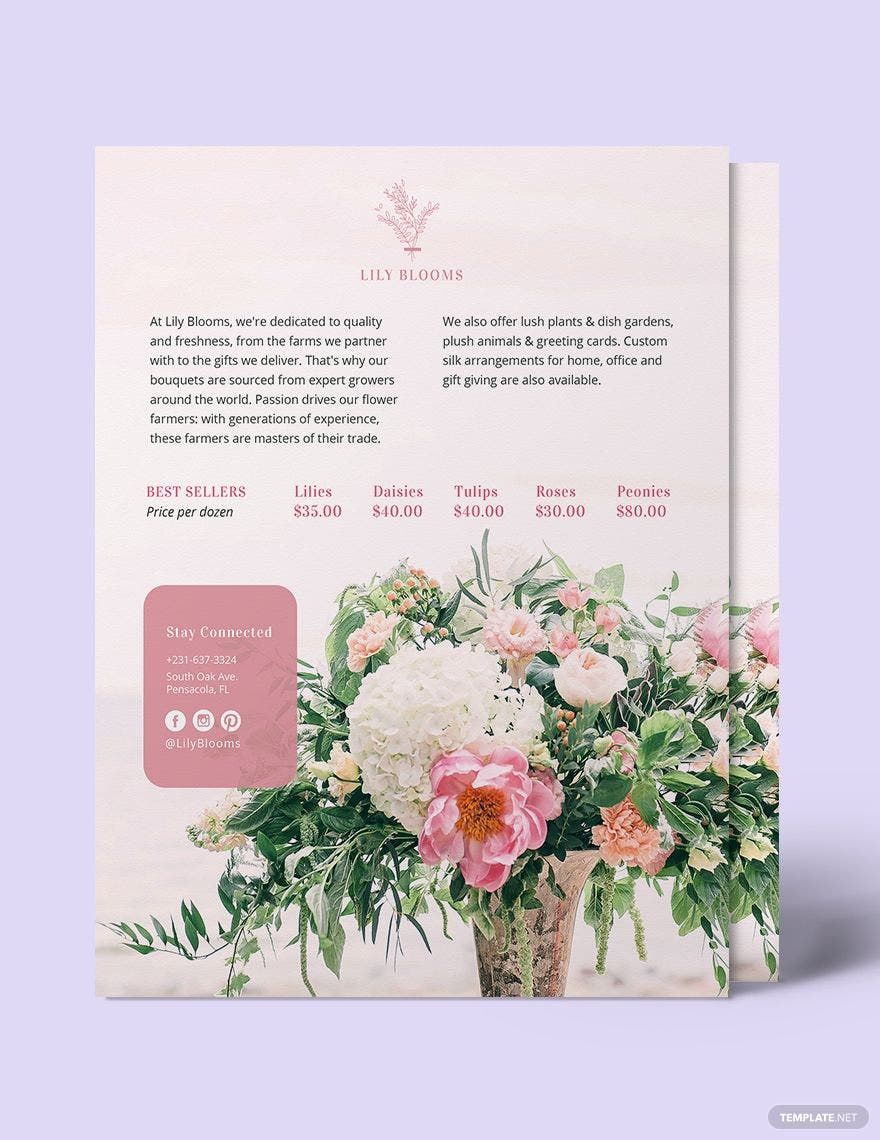 Flower Shop Flyer Template in Word, Google Docs, Illustrator, PSD, Apple Pages, Publisher, InDesign