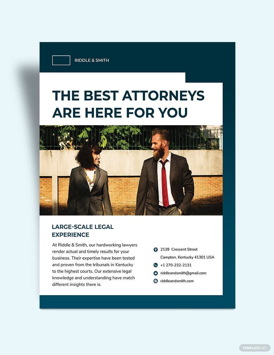 Attorney Flyer Template in Word, Google Docs, Illustrator, PSD, Apple Pages, Publisher, InDesign