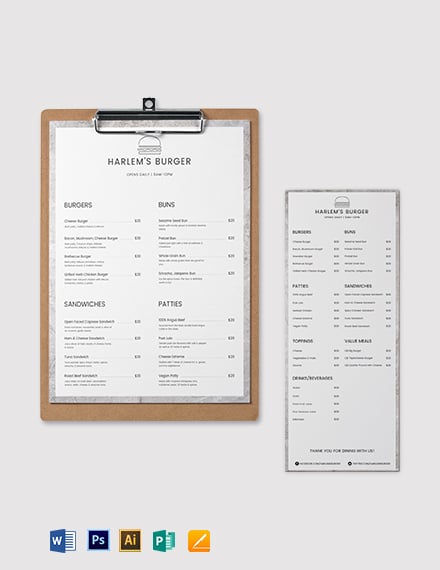 blank burger menu template