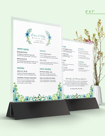 Free Choice Wedding Menu Template to Edit Online