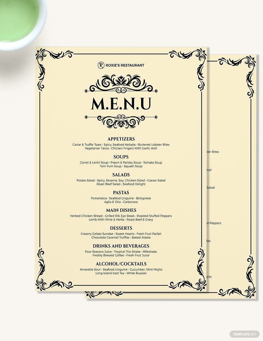 FREE Food Menu Publisher Template Download