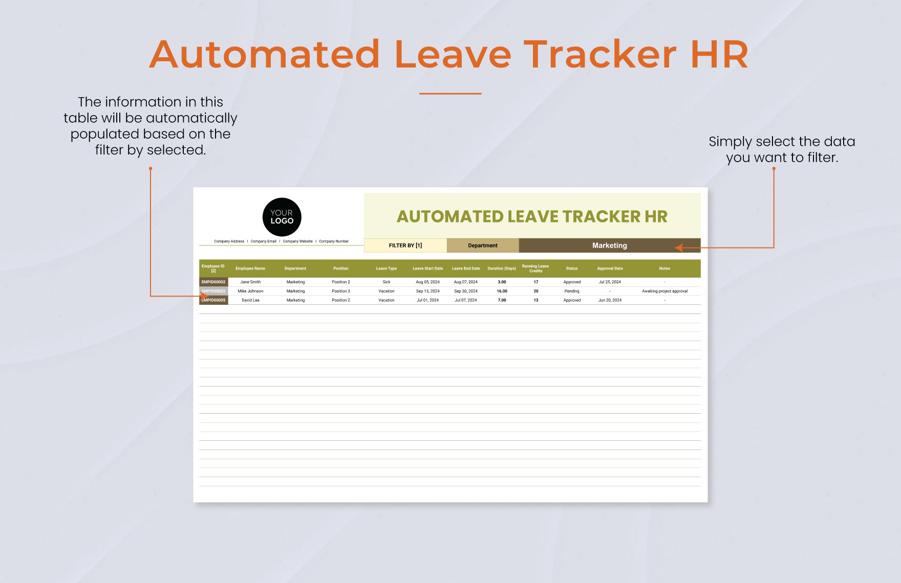 Automated Leave Tracker HR Template