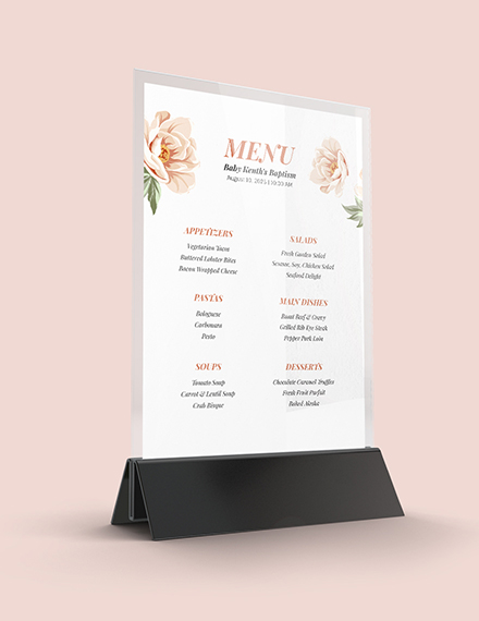 Free Downloadable Baptism Menu Template to Edit Online
