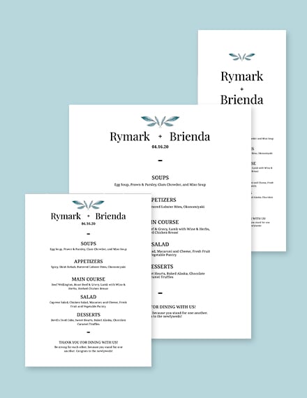 simple wedding menu