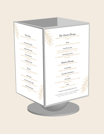 Free Wedding Table Tent Menu Template to Edit Online
