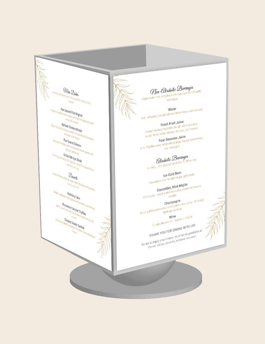 Wedding Table Tent Menu template Download in Word, Illustrator, PSD, Apple Pages, Publisher