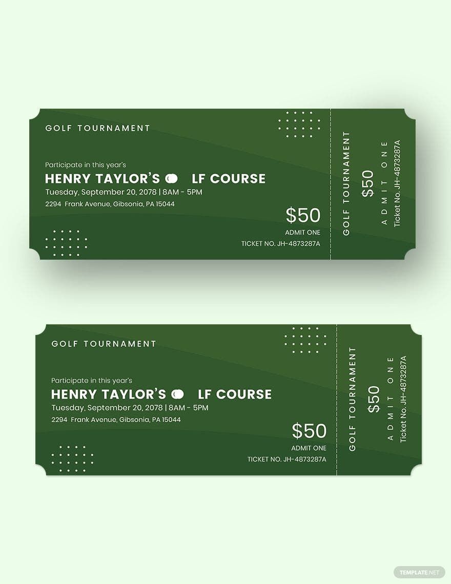 Golf Event Ticket Template