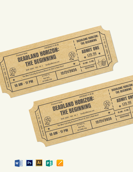 old time movie ticket template word doc psd apple mac pages