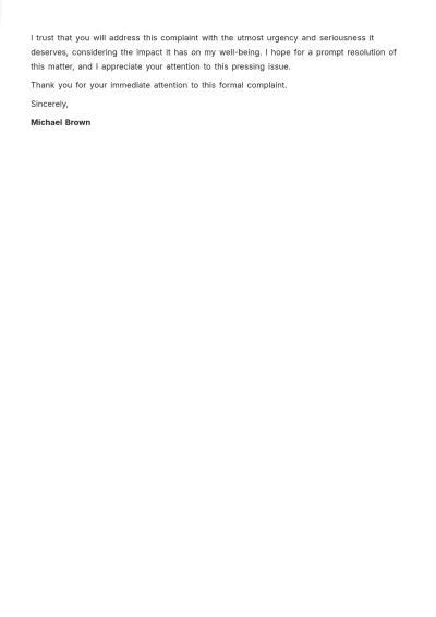 Free Noise Complaint Letter To Landlord Template to Edit Online
