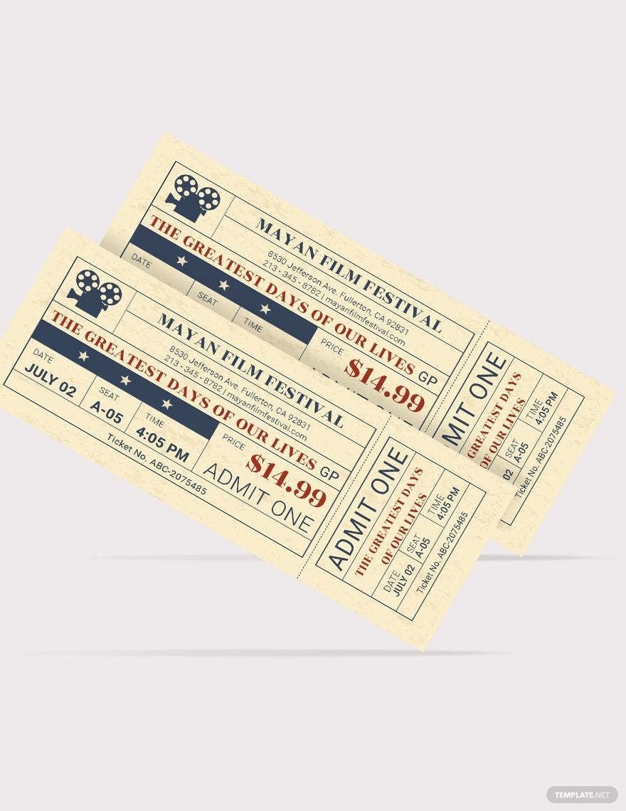 Old Time Movie Ticket Template in Word, Illustrator, PSD, Apple Pages, Publisher