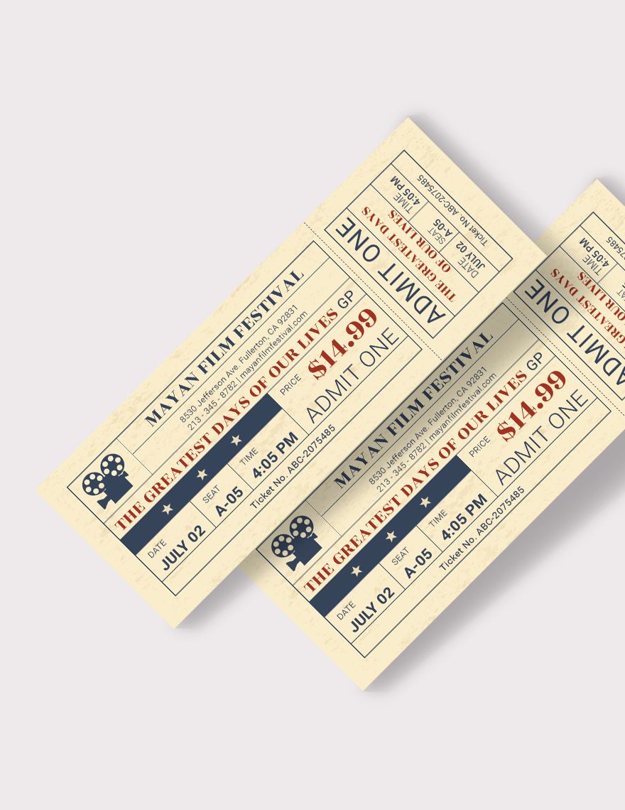 Old Time Movie Ticket Template