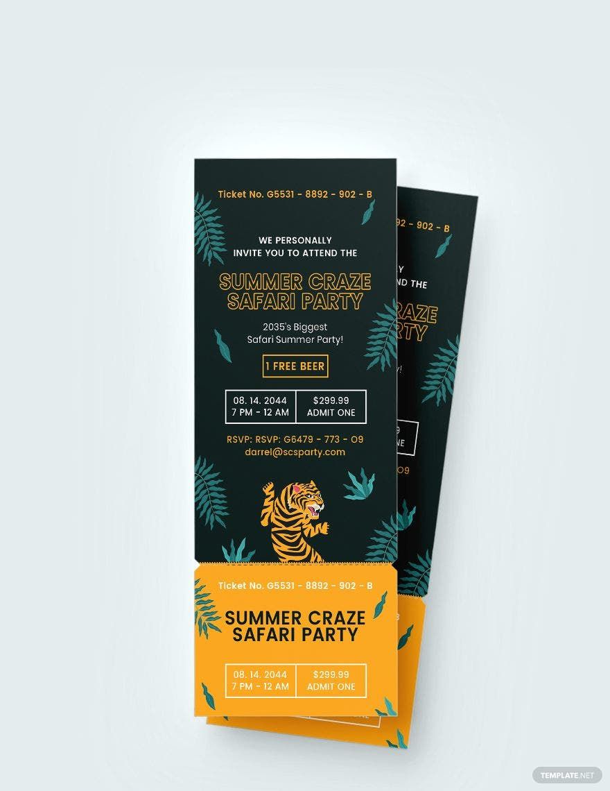 Free Safari Party Ticket Invitation Template