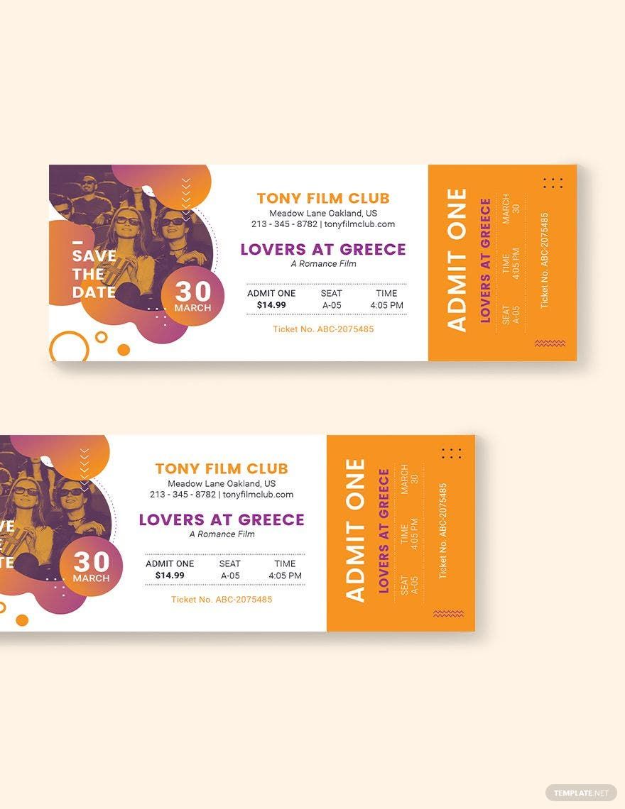 Save The Date Movie Ticket Template