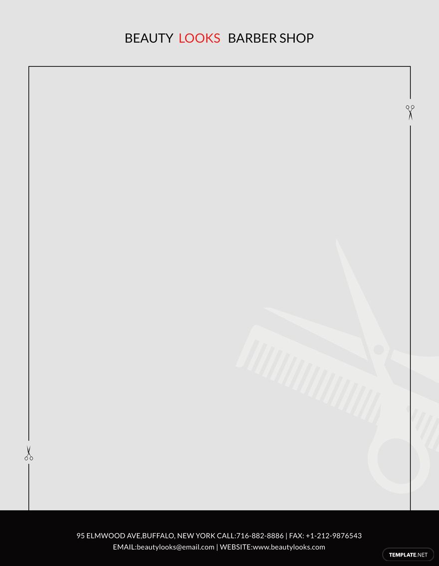 Barbershop Letterhead Template in Publisher, Pages, PSD, Illustrator, Word - Download | Template.net