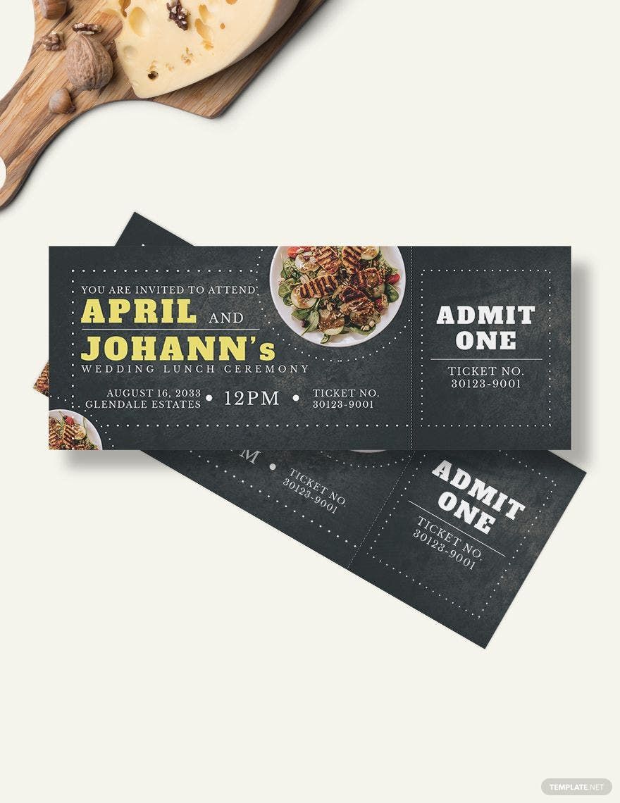 Wedding Lunch Ticket Template in Word, Illustrator, PSD, Apple Pages, Publisher