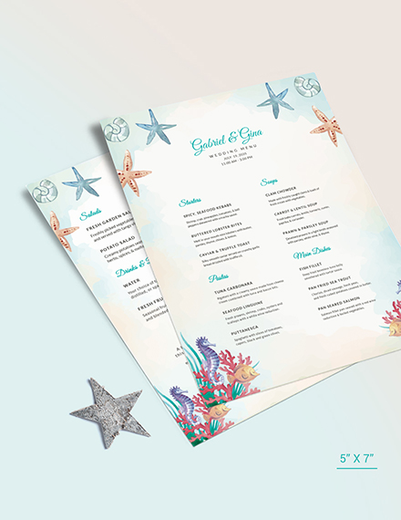 Beach Wedding Menu Template Word Psd Apple Pages