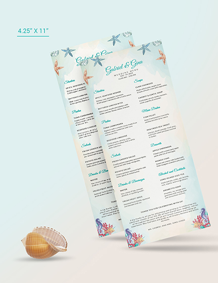 Free Beach Wedding Menu Template to Edit Online