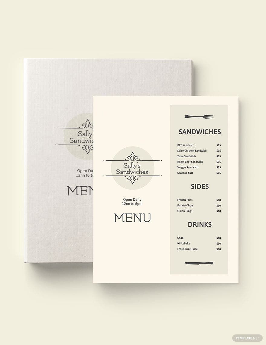 Free Blank Sandwich-Sub Menu Template