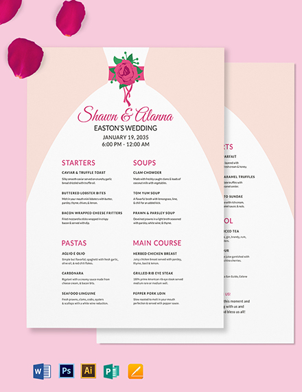 FREE Wedding Menu Template in Microsoft Word (DOC)