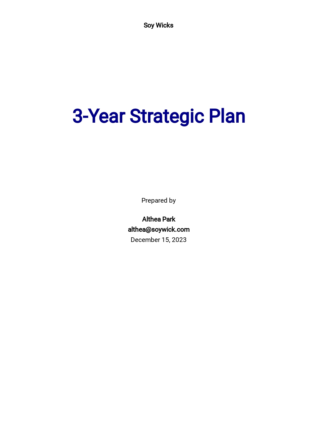 Three Year Strategic Plan Template