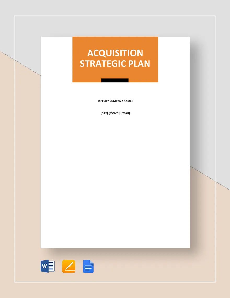 Acquisition Strategy Plan Template
