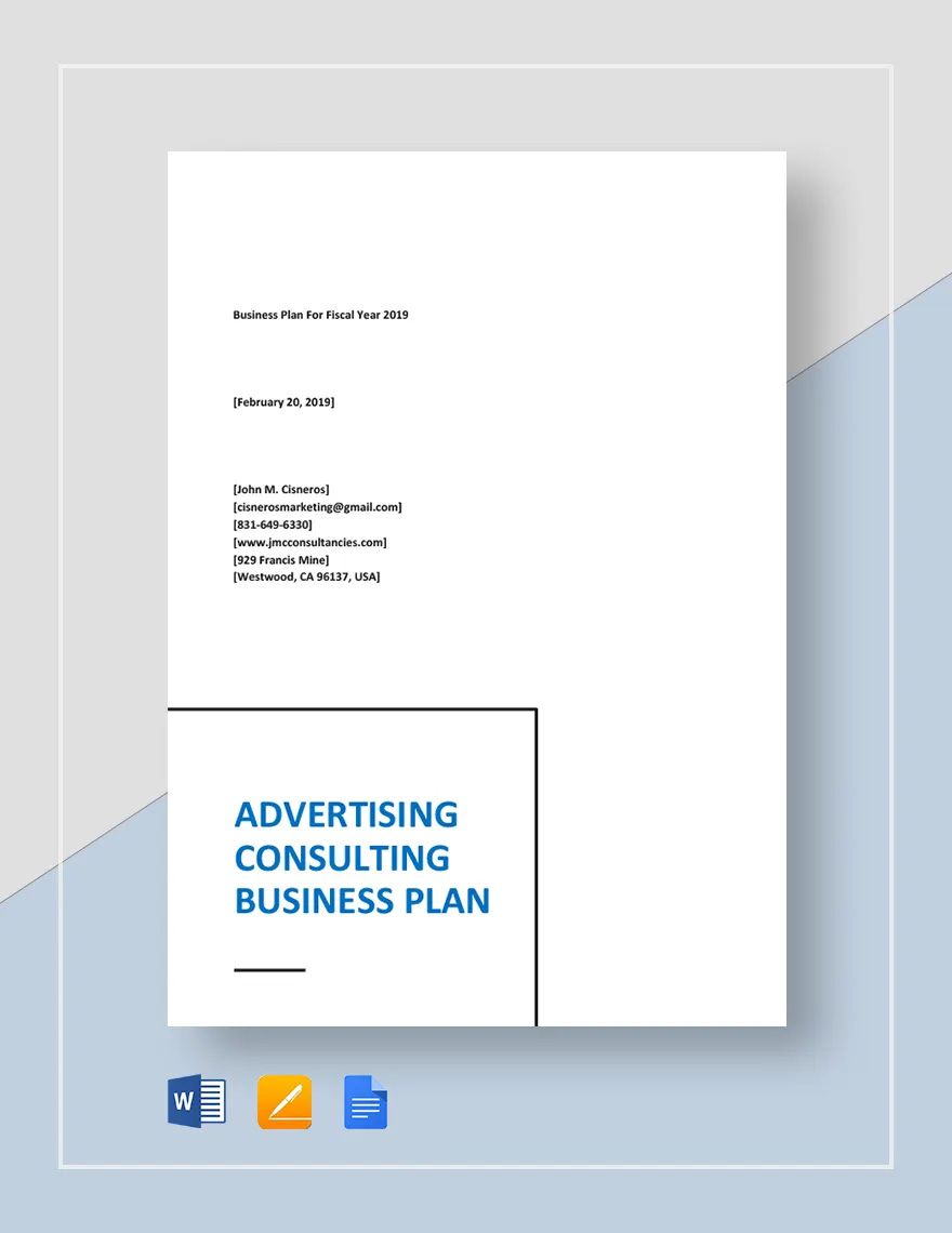 Advertising Consulting Business Plan Template