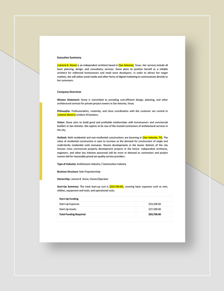 business plan for architecture firm pdf