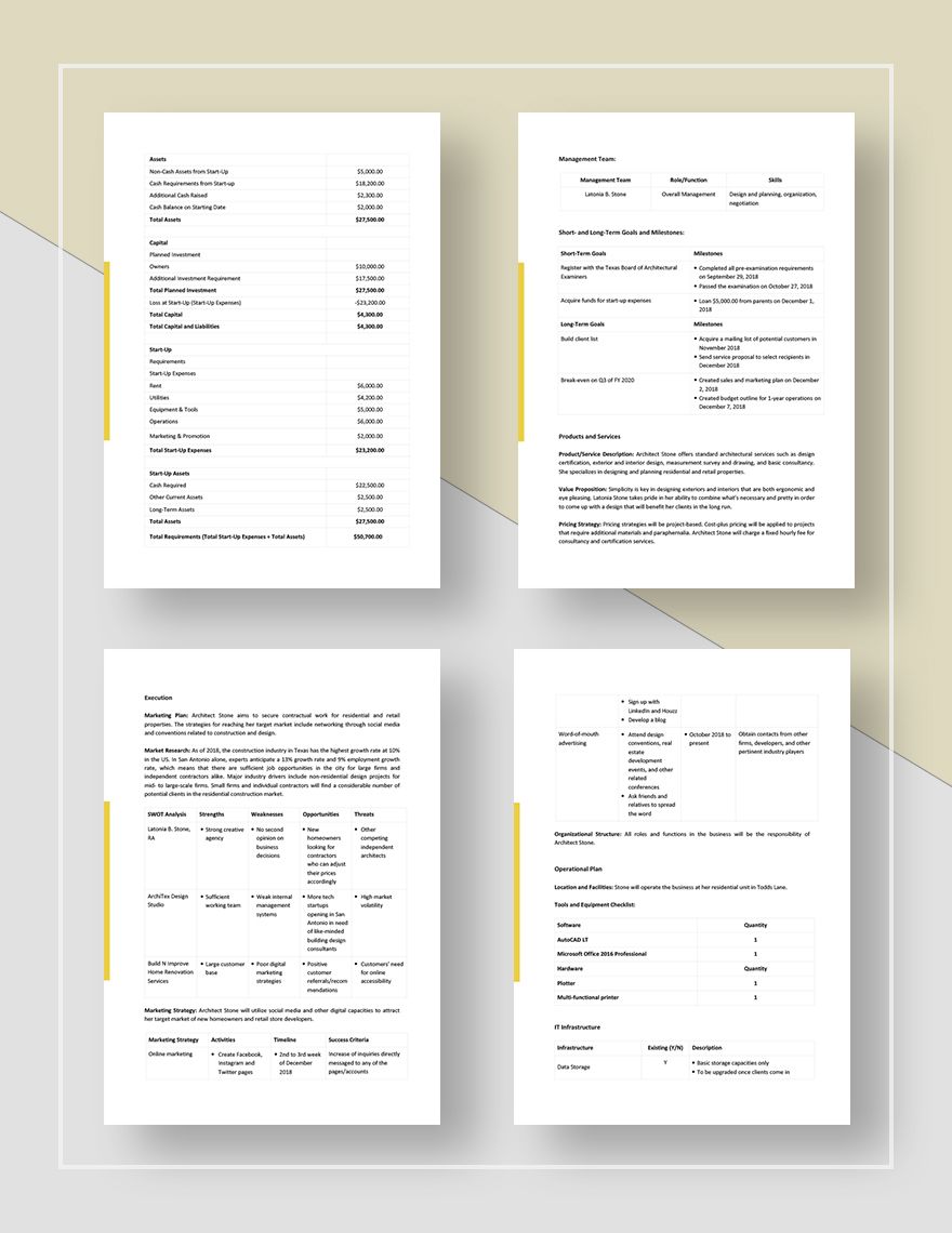 Architect Business Plan Template