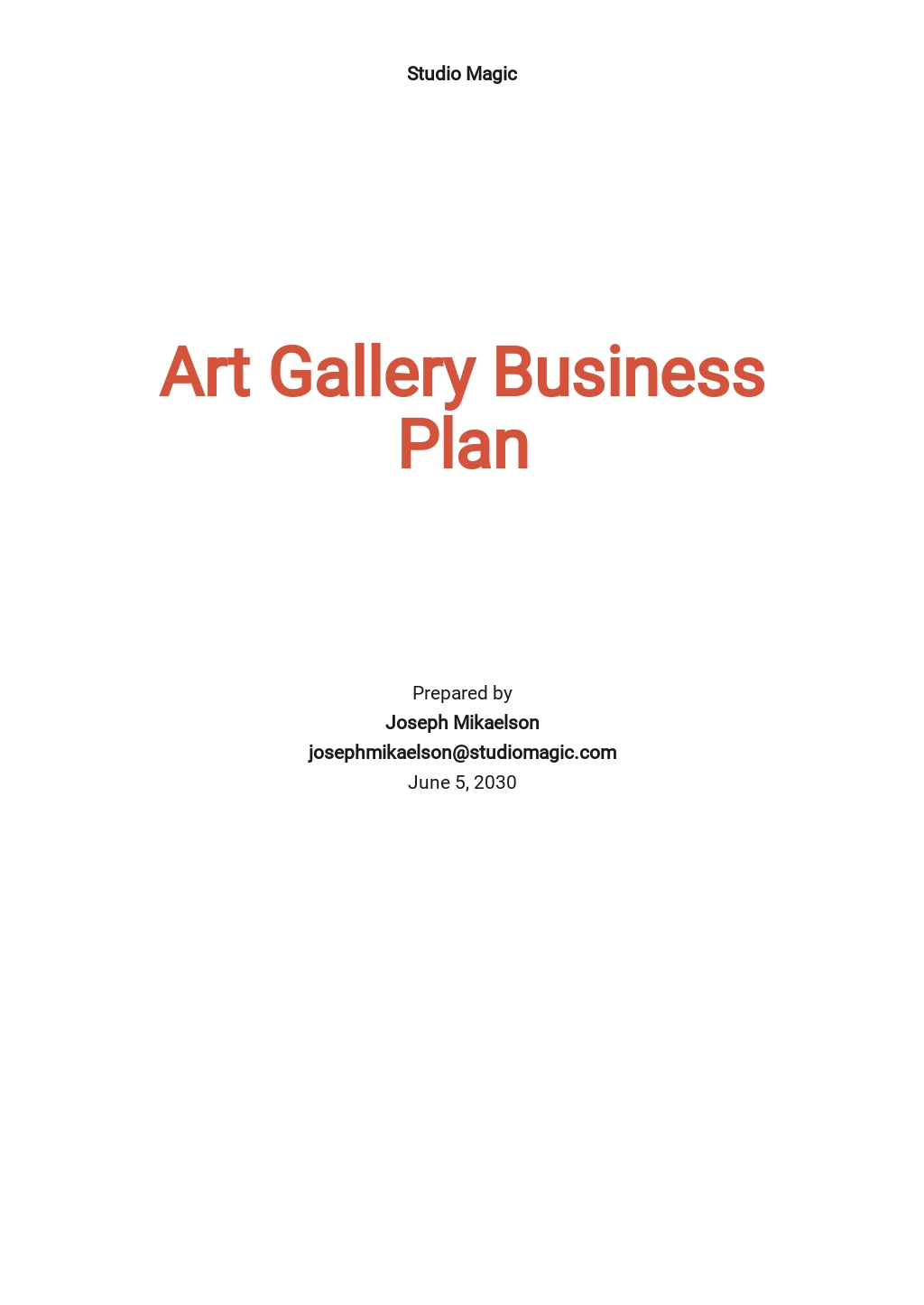 Art Gallery Business Plan Template Free PDF Google Docs Word Apple Pages Template