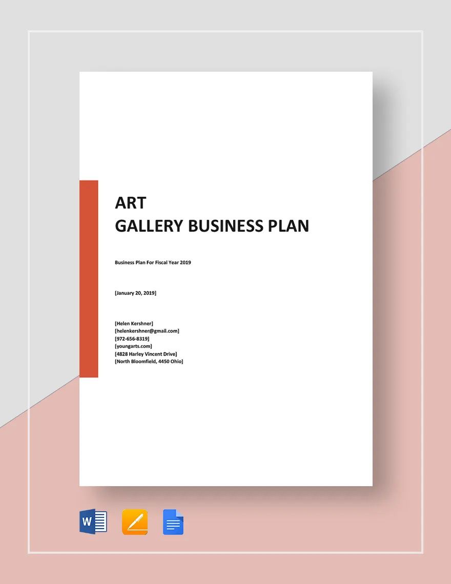 Art Gallery Business Plan Template in Word, Google Docs, Apple Pages