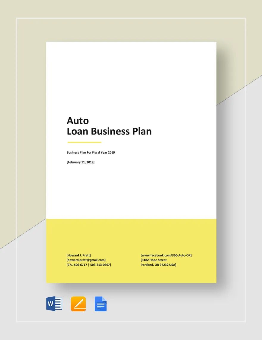 Auto Loan Business Plan Template